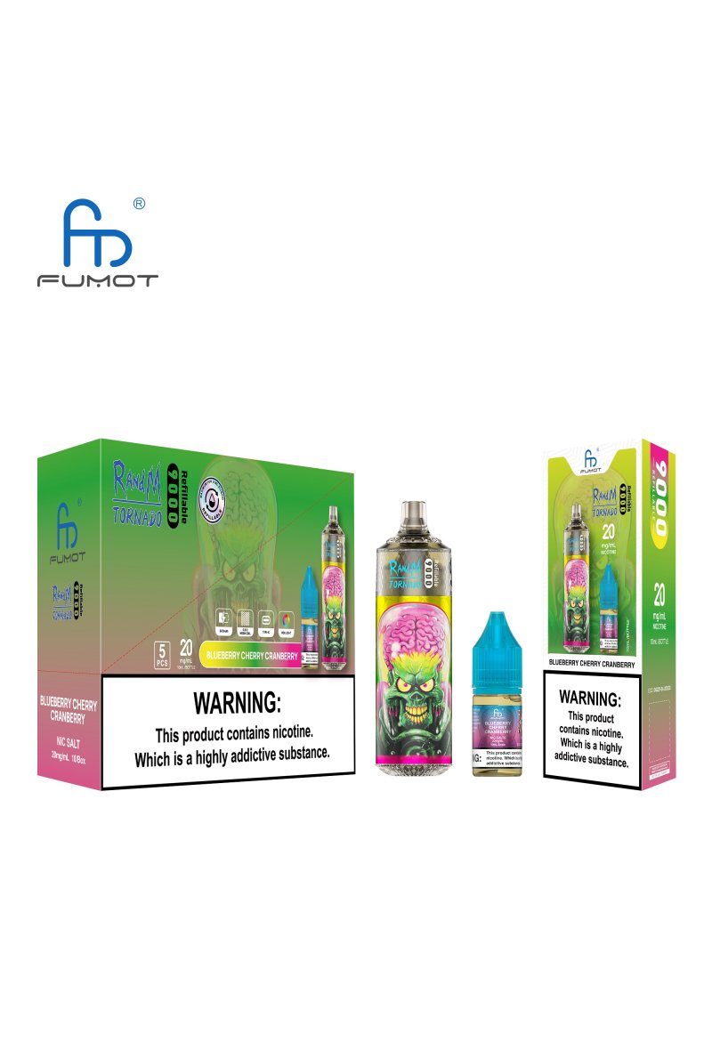  RANDM Fumot Tornado 9000 Rechargeable 2% Nicotine Blueberry Cherry Cranberry