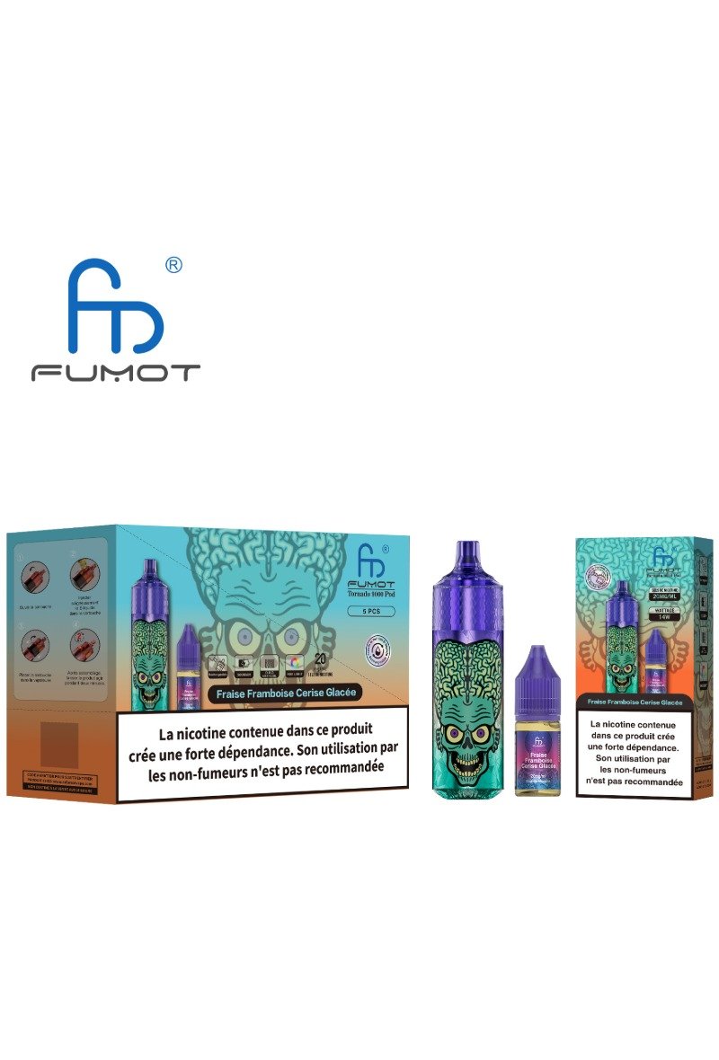 TORNADO 9000 POD RECHARGEABLE (2%) FRAISE FRAMBOISE CERISE GLACEES