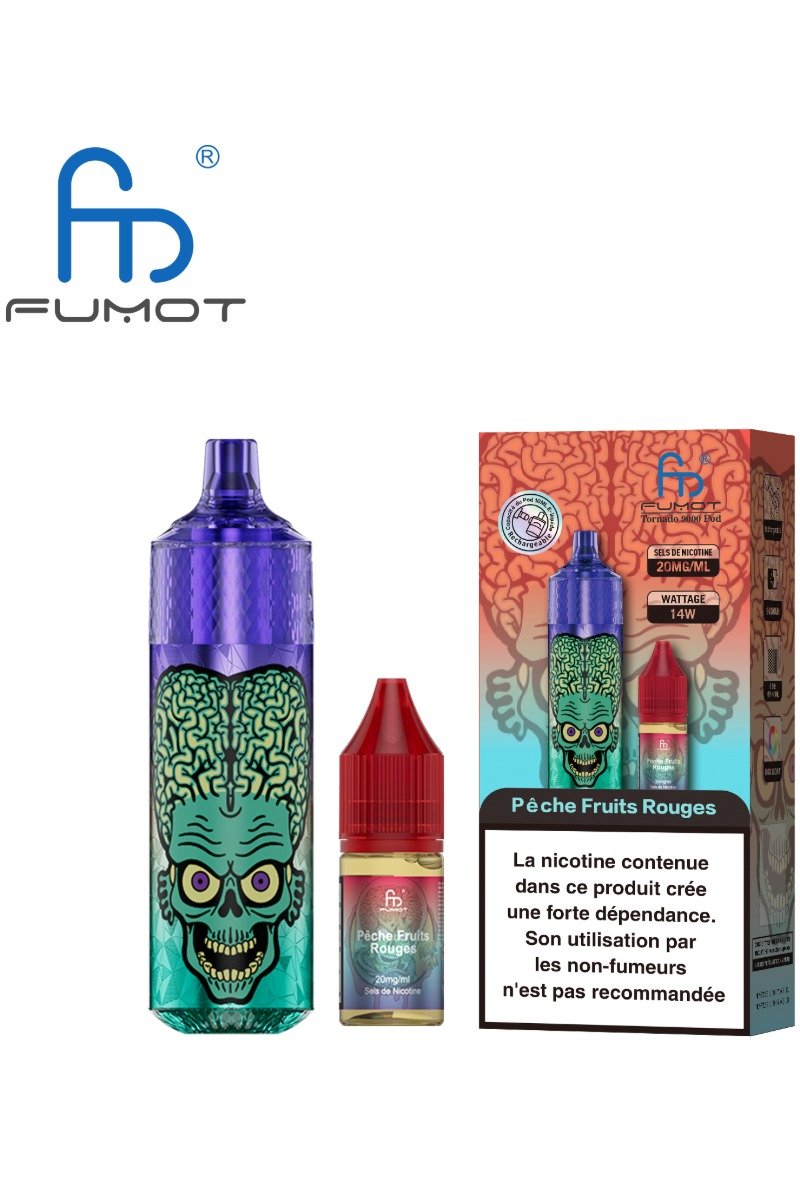 TORNADO 9000 POD RECHARGEABLE (2%) PECHE FRUITS ROUGES