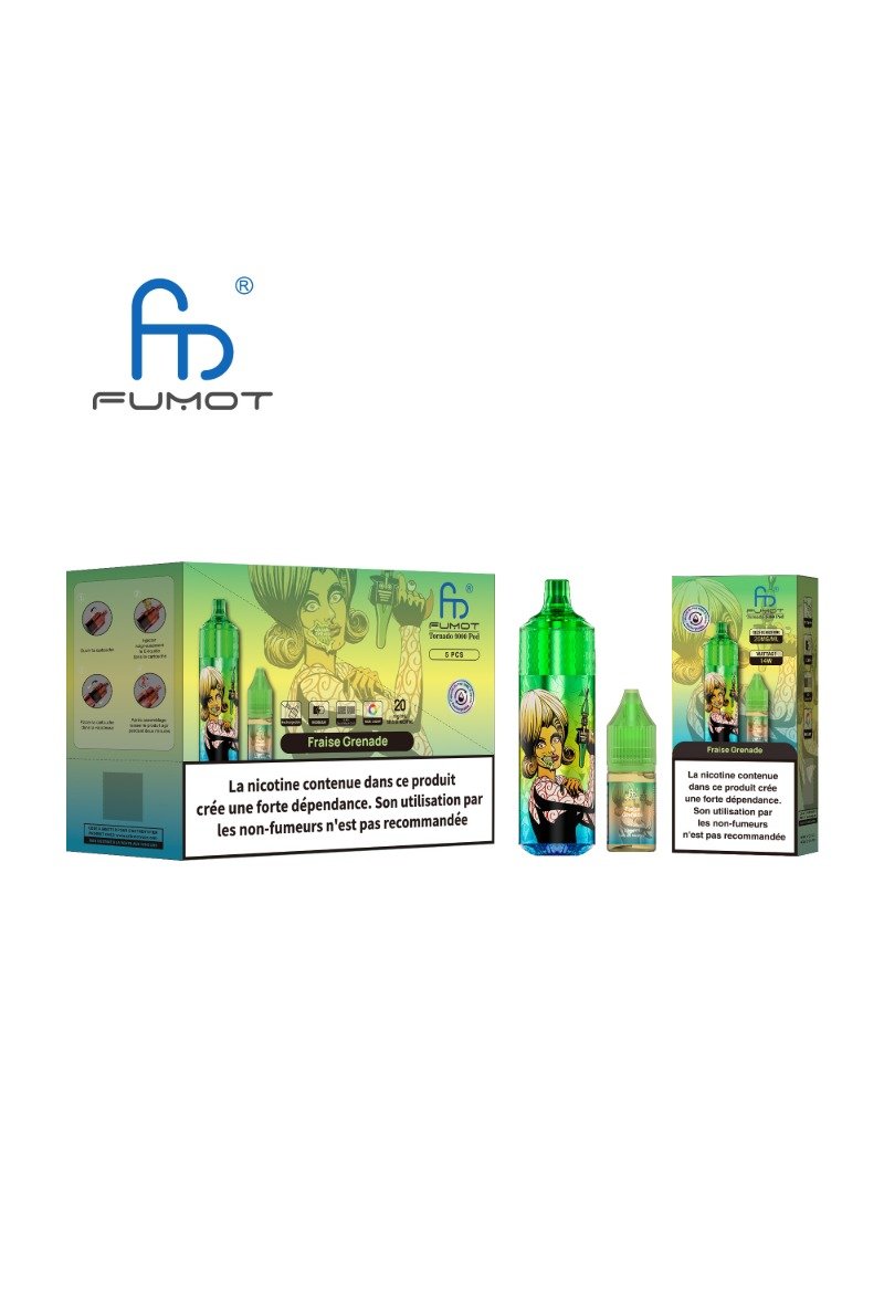 TORNADO 9000 POD RECHARGEABLE (2%) FRAISE GRENADE