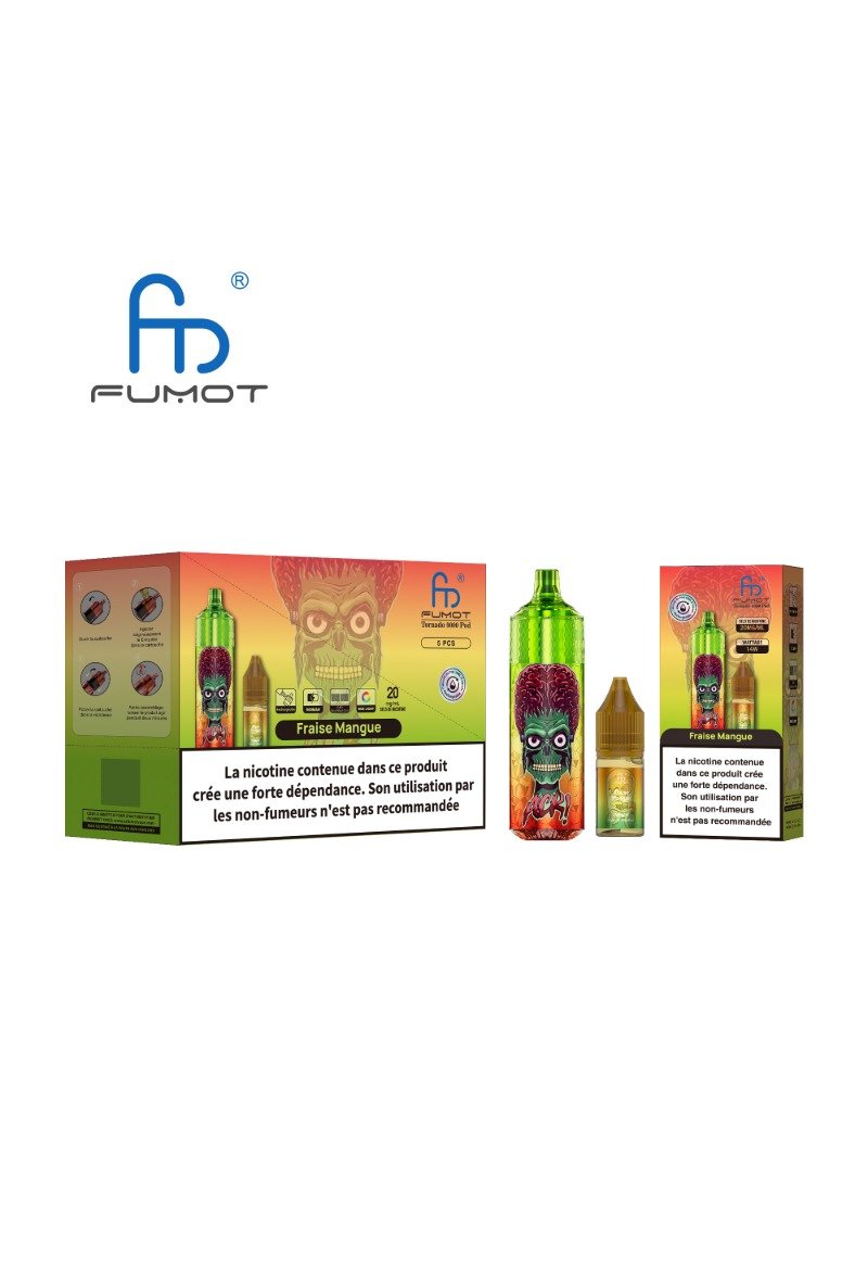 TORNADO 9000 POD RECHARGEABLE (2%) FRAISE MANGUE