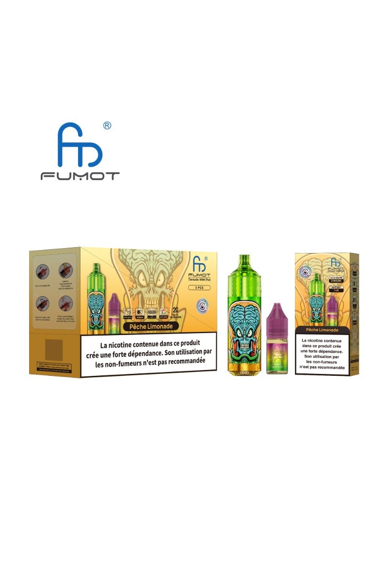 TORNADO 9000 POD RECHARGEABLE (2%) PECHE LIMONADE
