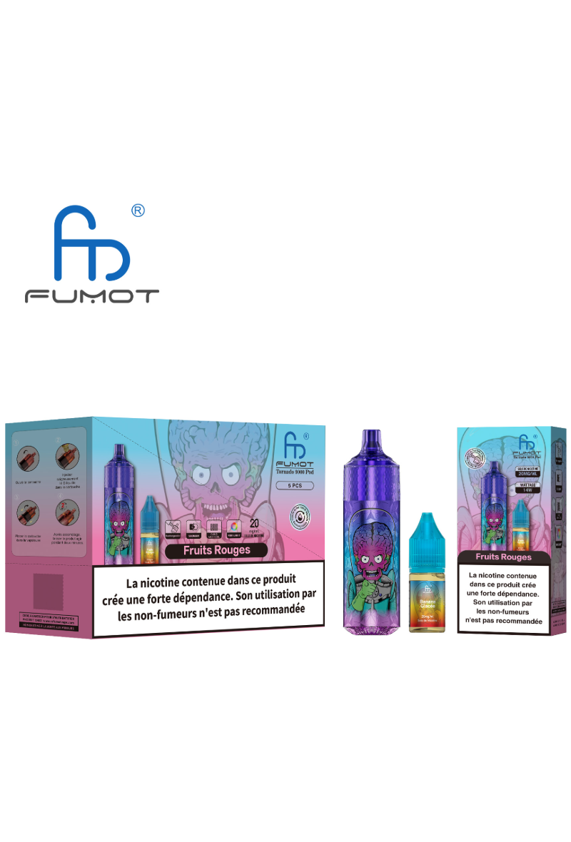 TORNADO 9000 POD RECHARGEABLE (2%) FRUITS ROUGES